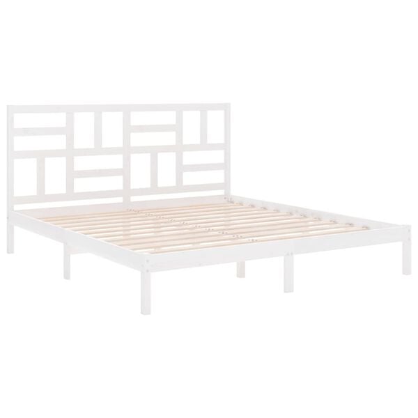 vidaXL Bed Frame without Mattress White Solid Wood 180x200 cm Super King