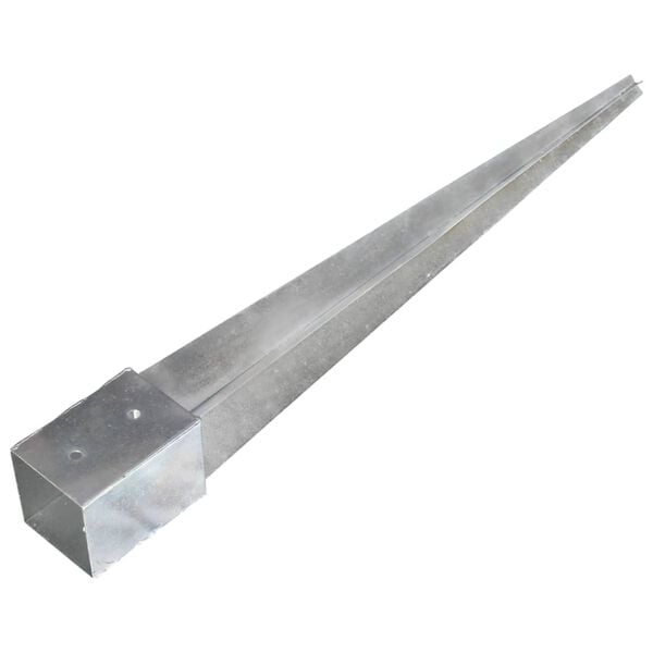 vidaXL Ground Spikes 2 pcs Silver 10x10x91 cm Galvanised Steel