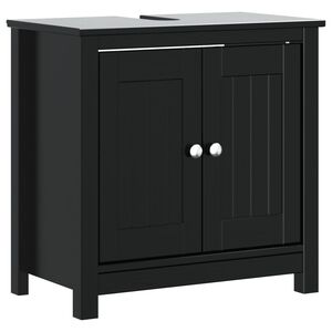 vidaXL Bathroom Sink Cabinet "BERG" Black 60x34x59 cm Solid Wood Pine