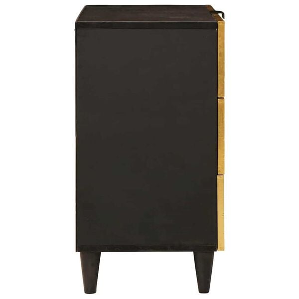 vidaXL Bedside Table with Drawer Black and Gold 50 x 33 x 60 cm
