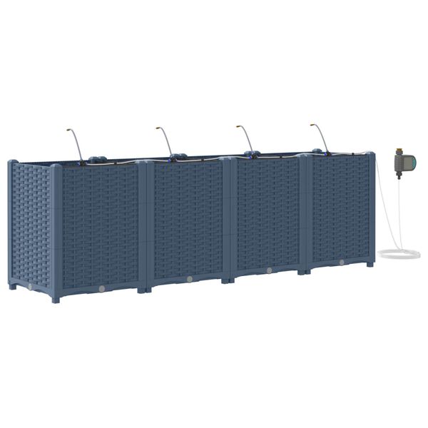 vidaXL Garden Planter 4 pcs Grey 160 x 40 x 52 cm Plastic