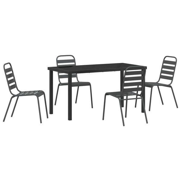 vidaXL Garden Dining Set 5 pcs Anthracite Powder-Coated Steel