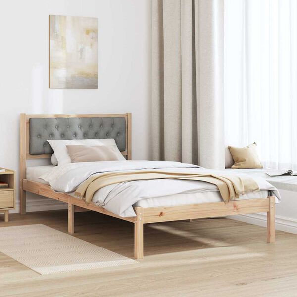 vidaXL Bed Frame Light Grey 100 x 200 cm Solid Pine Wood