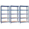 vidaXL 5-Layer Shelves 3 pcs Blue Steel&Engineered Wood