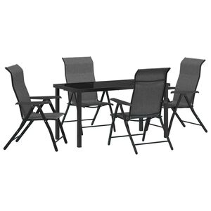 vidaXL Garden Dining Set 5 pcs Grey Powder-Coated Steel