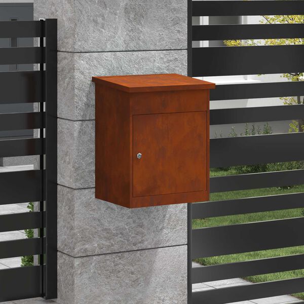vidaXL Parcel Drop Box Rusty 47.5 x 38 x 59 cm Weathering Steel