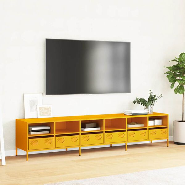 vidaXL TV Cabinet Mustard Yellow 202x39x43.5 cm Cold-rolled Steel