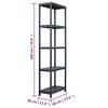 vidaXL Storage Shelf Rack Black 125 kg 60x30x180 cm Plastic
