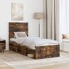 vidaXL Bed Frame with Headboard Smoked Oak 75 x 190 cm Solid Pine Wood