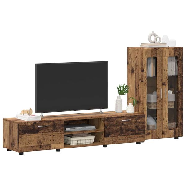 vidaXL TV Cabinet Set with Drawer with Shelf Old Wood Engineered Wood
