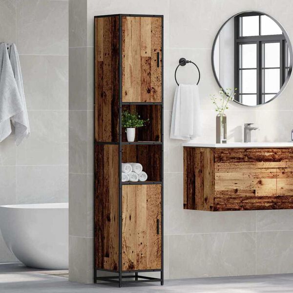 vidaXL Bathroom Furniture Set with Shelf Old Wood 35 x 37.5 x 188.5 cm