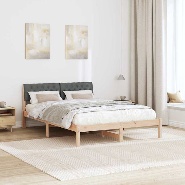 vidaXL Bed frame Brown and dark grey 150 x 200 cm Solid pine wood