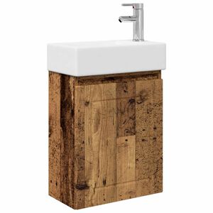 vidaXL Bathroom Vanity Unit with Tap Old Wood 45.5 x 25.5 x 84 cm