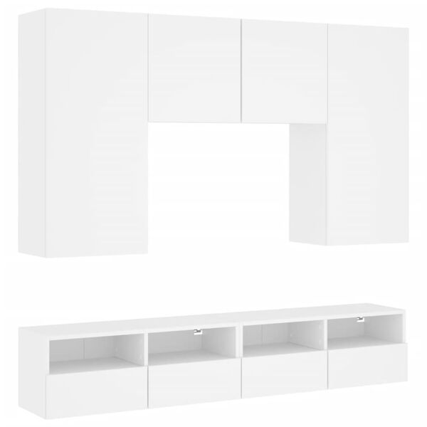 vidaXL 5 Piece TV Wall Units White Engineered Wood