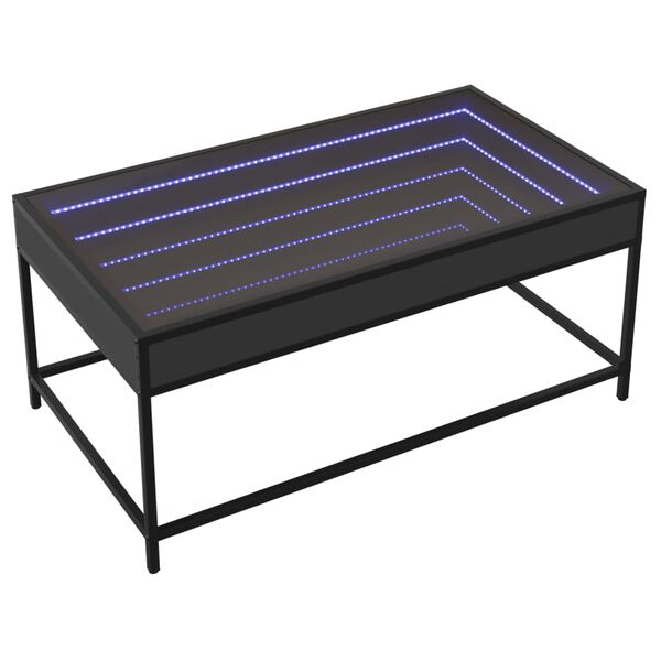 vidaXL Coffee Table with Infinity LED Black 90x50x41 cm