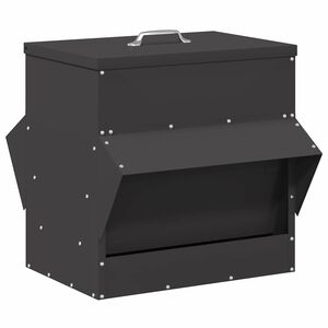 vidaXL Chicken Feeder Black 40.5 x 45 x 41 cm Cold-Rolled Steel