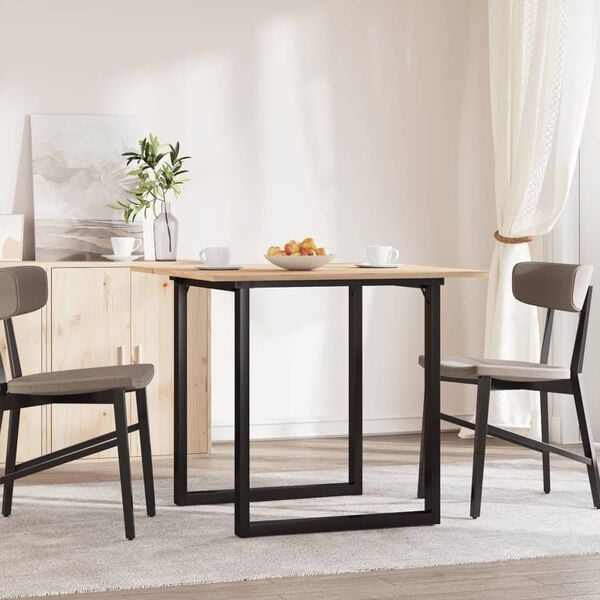 vidaXL Dining Table O-Frame 90x90x75 cm Solid Wood Pine and Steel