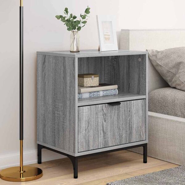 vidaXL Bedside Cabinet with Drawer 2 pcs Grey sonoma 49 x 36 x 61 cm