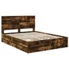 vidaXL Bed Frame with Headboard Smoked Oak 150 x 200 cm Engineer Wood