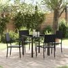 vidaXL Garden Dining Set with Cushion 5 pcs Black Poly Rattan