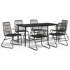 vidaXL 7 Piece Garden Dining Set Black PVC Rattan