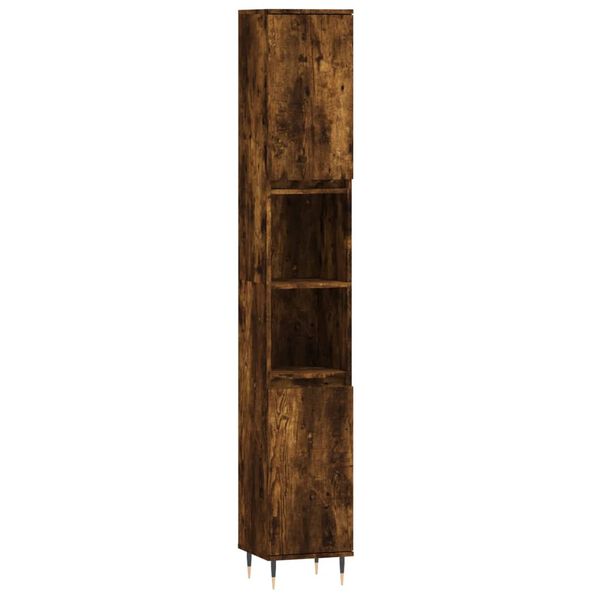 vidaXL Bathroom Cabinet Smoked Oak 30x30x190 cm Engineered Wood