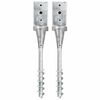 vidaXL Ground Spikes 2 pcs Silver 8x8x57 cm Galvanised Steel