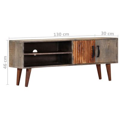 vidaXL TV Cabinet Grey 130x30x46 cm Solid Rough Mango Wood