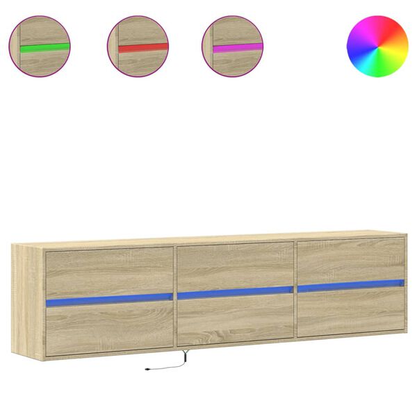 vidaXL TV Wall Cabinet with LED Sonoma Oak 180x31x45 cm