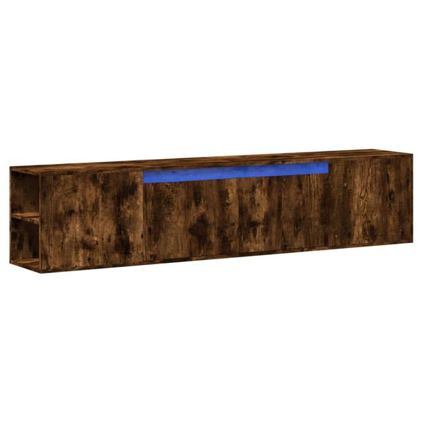 vidaXL TV Wall Cabinet with LED Smoked Oak 180x31x39.5 cm