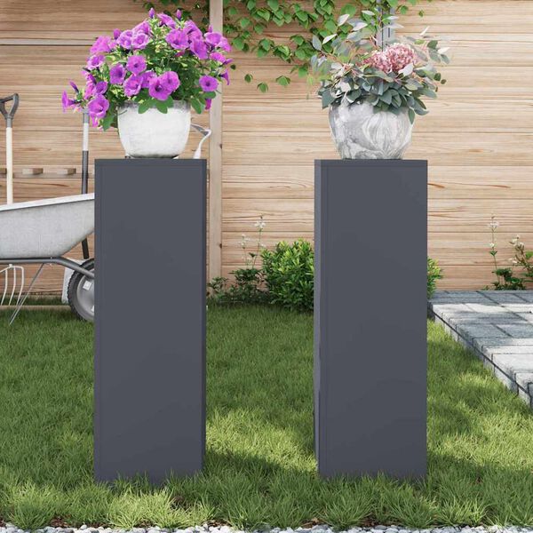 vidaXL Plant Stand 2 pcs Anthracite 24 x 24 x 75 cm Steel
