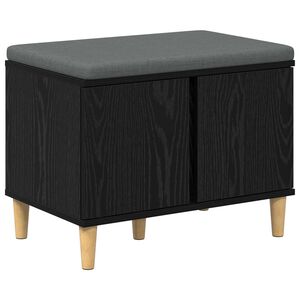 vidaXL Hall Bench with Cushion with Storage Black Oak 60 x 38 x 46 cm