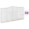 vidaXL Arched Gabion Baskets 8 pcs 400x50x200/220 cm Galvanised Iron