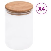 vidaXL Storage Glass Jars with Bamboo Lid 4 pcs 800 ml