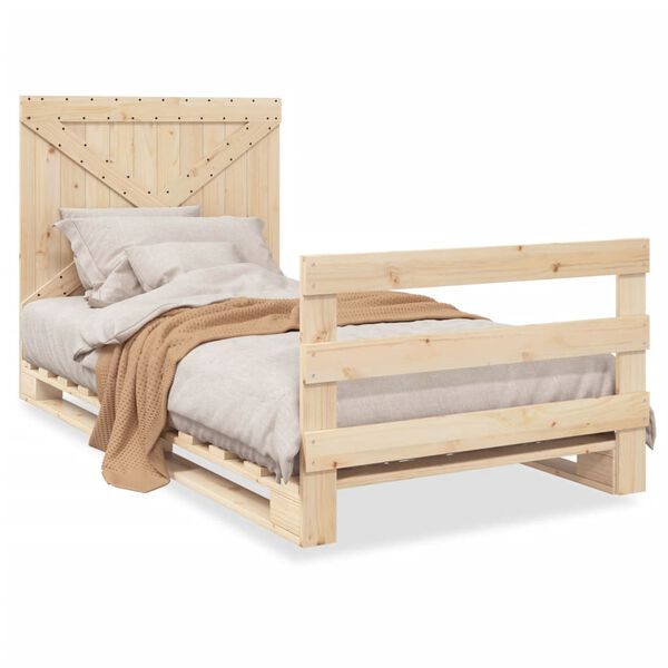 vidaXL Bed Frame without Mattress with Headboard 100x200 cm Solid Wood