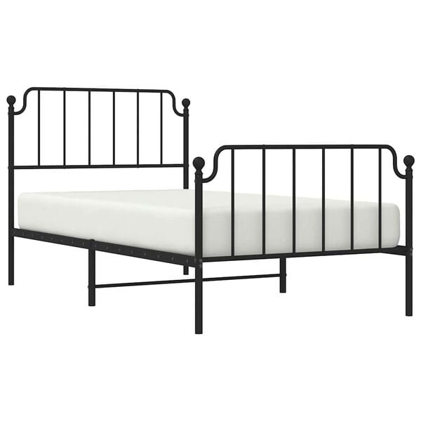 vidaXL Metal Bed Frame without Mattress with Footboard&nbsp;Black 100x190cm