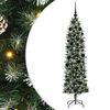vidaXL Artificial Slim Christmas Tree Green and White 180 cm
