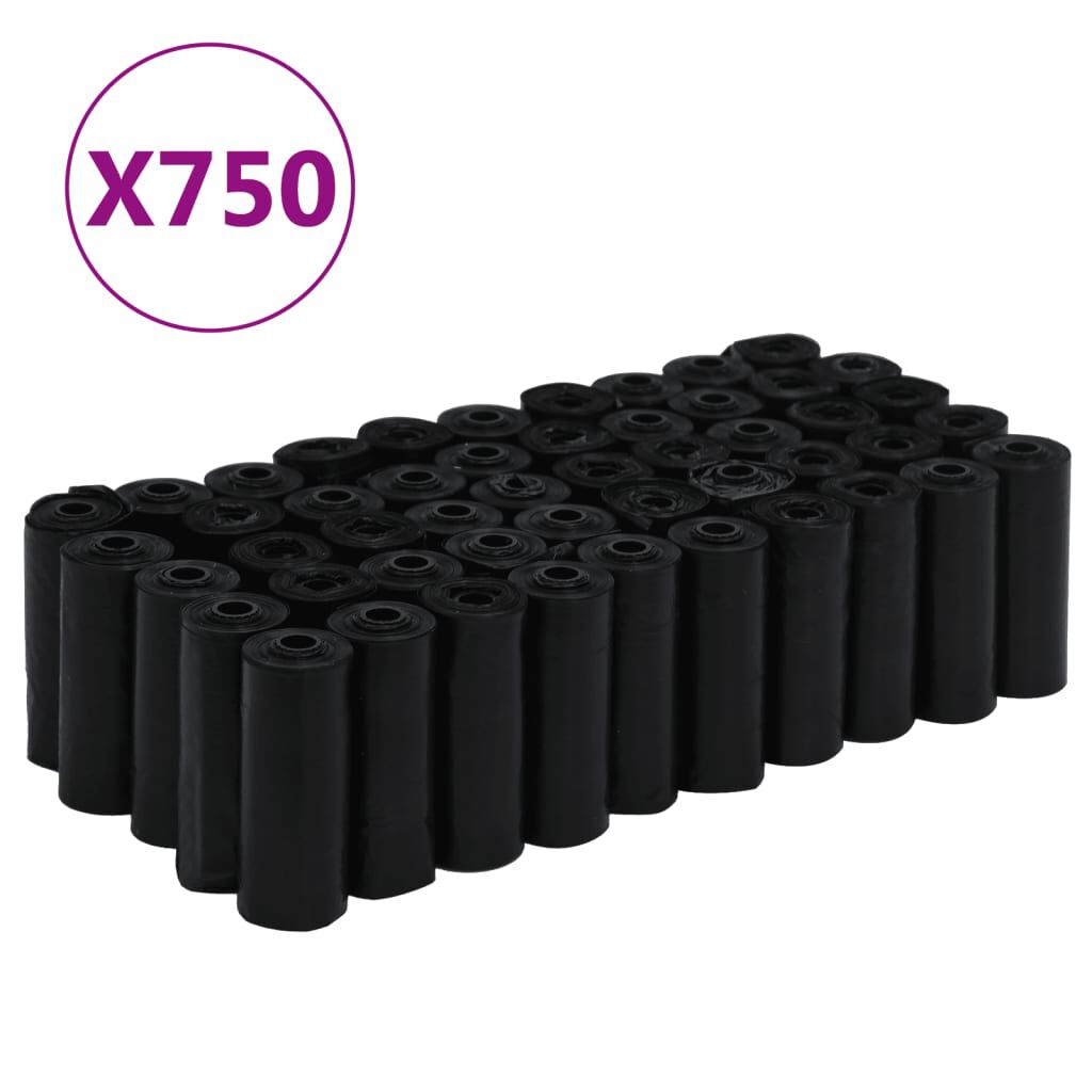 vidaXL Dog Poop Bags 750 pcs Black 30x20 cm PE vidaXL