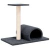 vidaXL Cat Scratching Post with Tunnel Dark Grey 60x34.5x50 cm