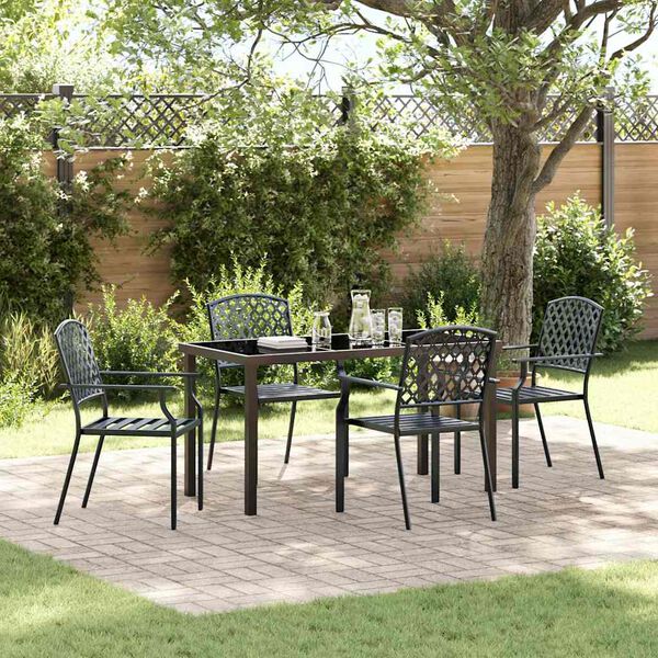 vidaXL Garden Dining Set 5 pcs Anthracite Powder-Coated Steel