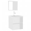 vidaXL Bathroom Cabinet with Mirror High Gloss White Engineered Wood