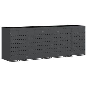 vidaXL Wheelie Bin Storage for 5 Bins Anthracite 340 x 77.5 x 121.5 cm