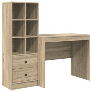vidaXL Desk with Drawer with Shelf with Storage 2 pcs Sonoma Oak