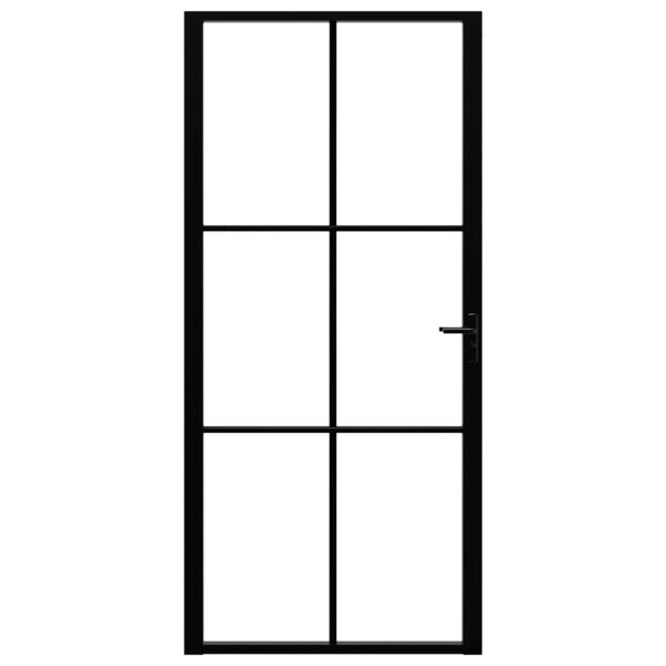 vidaXL Interior Door ESG Glass and Aluminium 93x201.5 cm Black