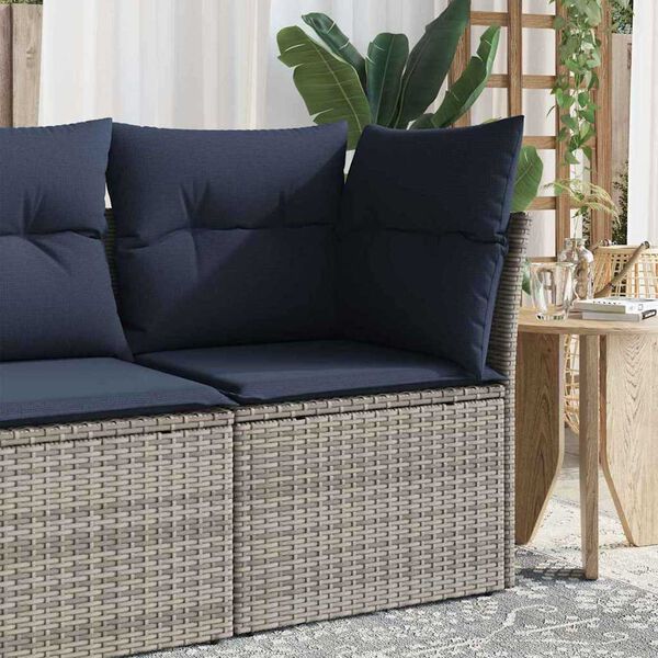 vidaXL Garden Sofa with Cushion Grey 62 x 62 x 69cm Poly Rattan