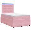 vidaXL LED Box Spring Bed with Mattress Pink 120 x 200 cm Velvet