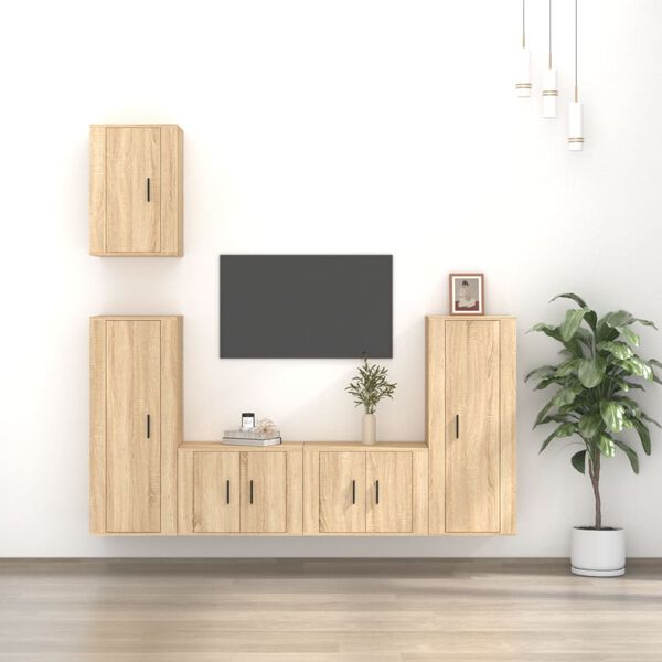 vidaXL 5 Piece TV Cabinet Set Sonoma Oak Engineered Wood