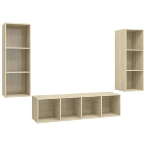 vidaXL 3 Piece TV Cabinet Set Sonoma Oak Engineered Wood