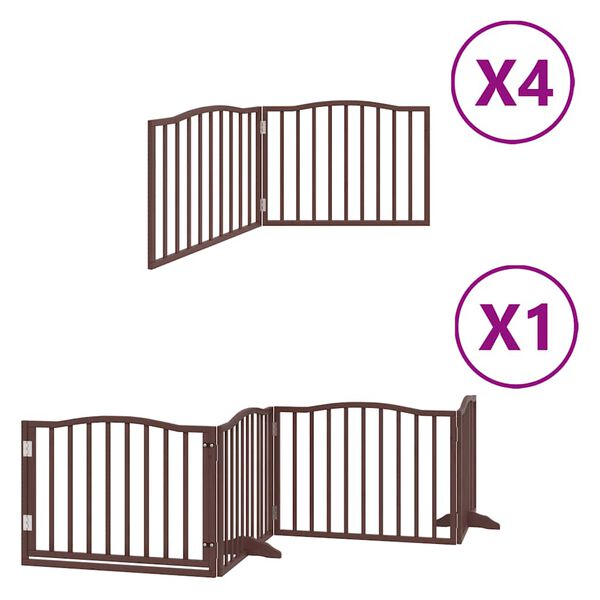 vidaXL Dog Gate with Door Foldable 12 Panels Brown 960 cm Poplar Wood