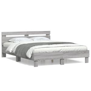 vidaXL Bed Frame without Mattress Grey Sonoma 150x200 cm King Size